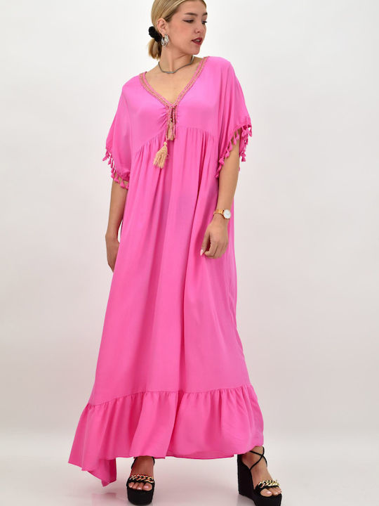 Potre Damen Mini Kaftan Strand Rosa