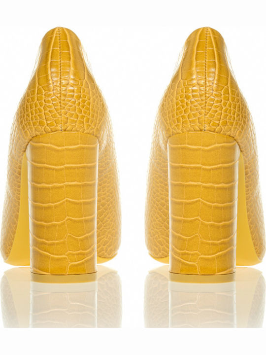 Pumps mit Chunky hohem Absatz Gelb