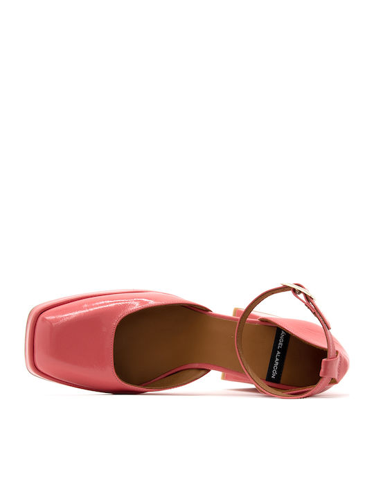 Leder Pumps mit Riemchen Rosa