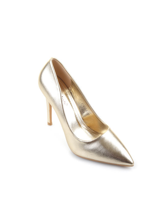 Fshoes Pointed Toe Stiletto Gold High Heels