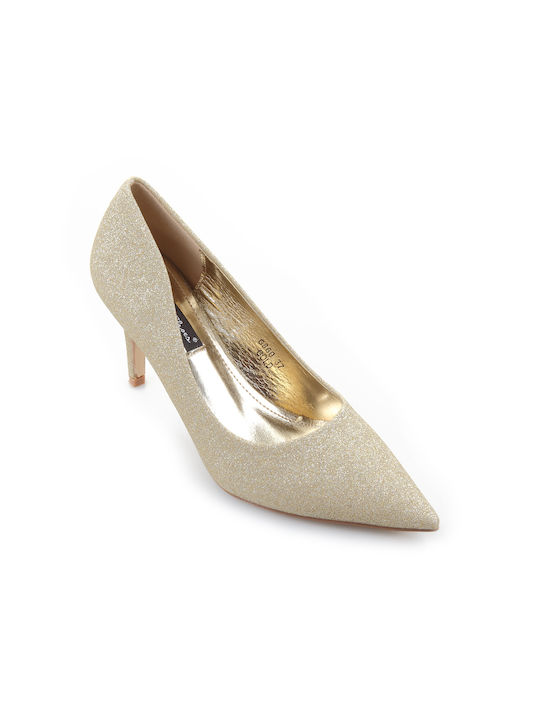 Fshoes Pointed Toe Gold Heels