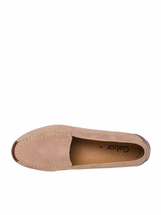 Leather Women's Moccasins in Beige Color