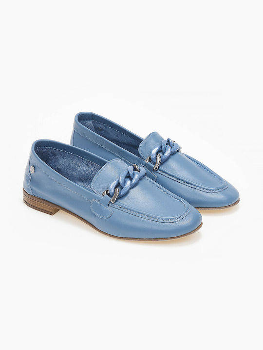 Carmela Footwear Leather Women's Loafers in Blue Color