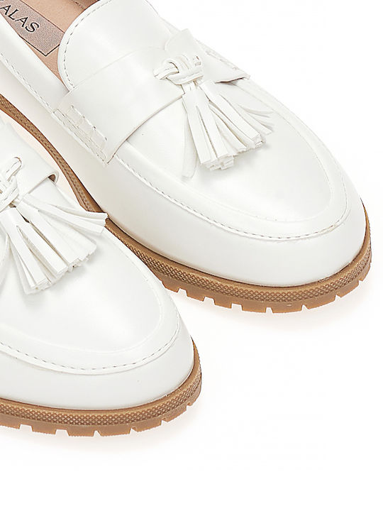 Tsoukalas Shoes Γυναικεία Μοκασίνια σε Λευκό Χρώμα