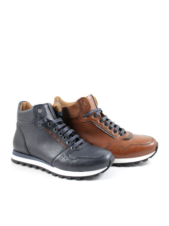 Leather Navy Blue Men's Boots