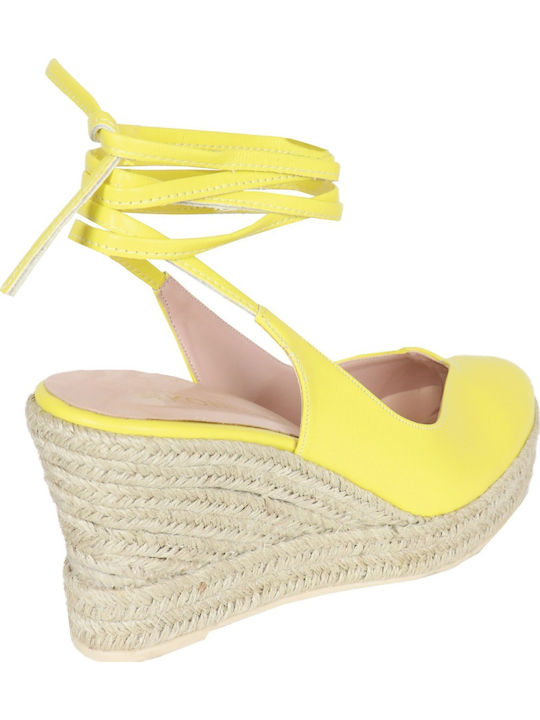 Anatomic Women's Synthetic Leather Platform Espadrilles Yellow