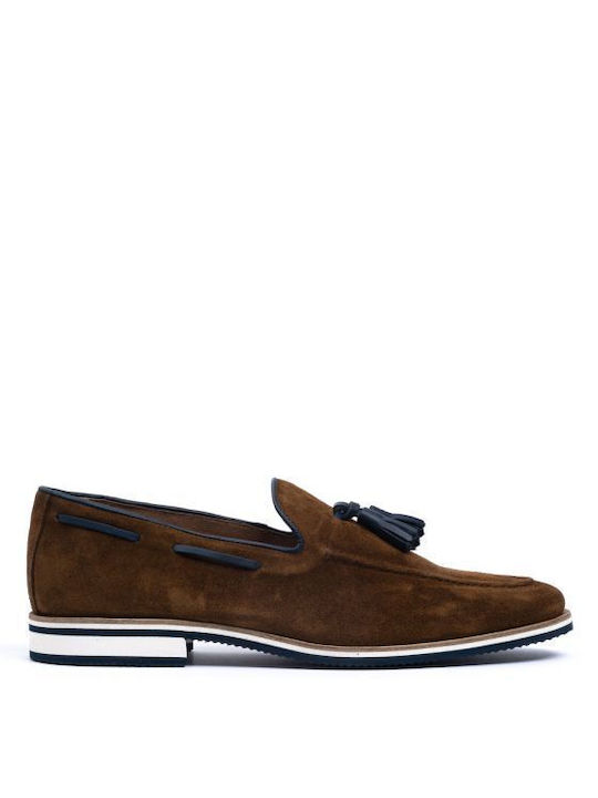 Perlamoda Men's Suede Moccasins Tabac Brown