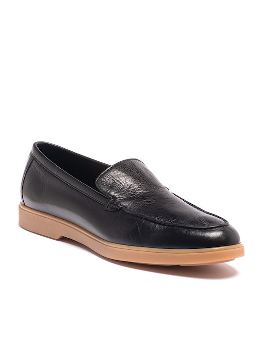 Perlamoda Men's Leather Loafers Black