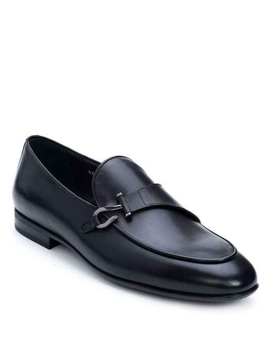 Perlamoda Men's Leather Loafers Black