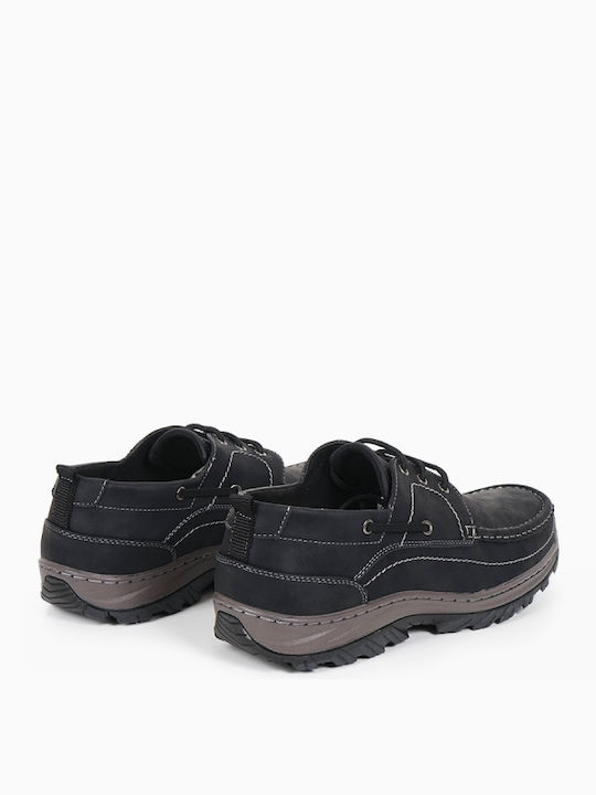 Piazza Shoes Δερμάτινα Ανδρικά Boat Shoes σε Μαύρο Χρώμα