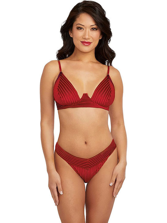 Dreamgirl Lace Underwear Set with Bra & String Red