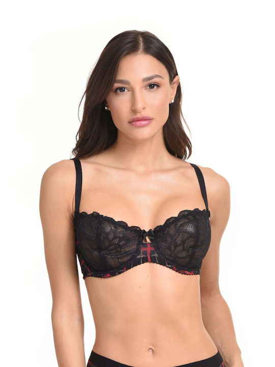 Miss Rosy Lace Underwear Set with Bra & Boxer Black