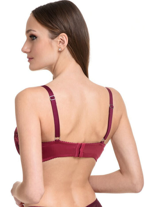 Miss Rosy Δαντελένιο Σετ Εσωρούχων Σουτιέν με Boxer Μπορντό