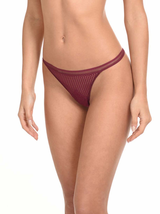 Miss Rosy Lace Underwear Set with Bralette & String Burgundy