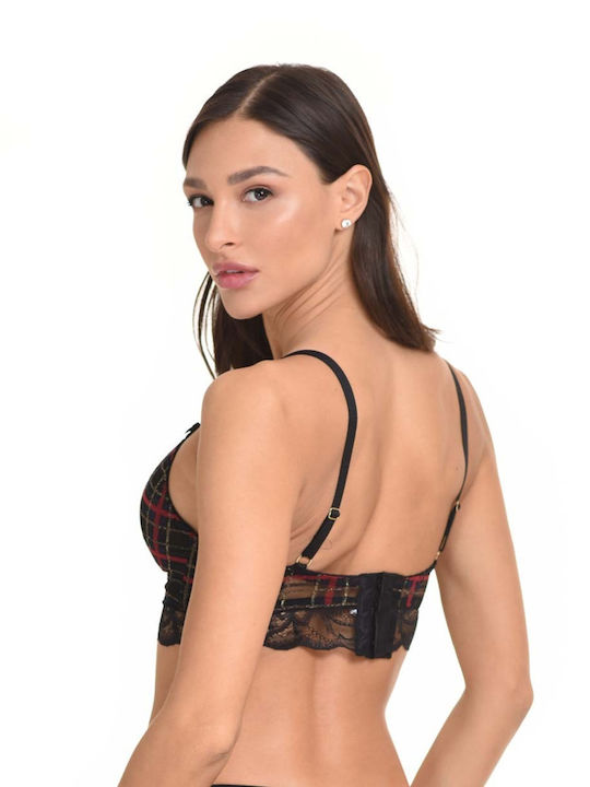 Miss Rosy Lace Underwear Set with Bra & Brazil Black