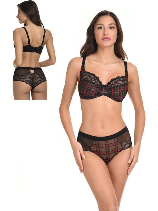 Miss Rosy Lace Underwear Set with Bra & Slip Black