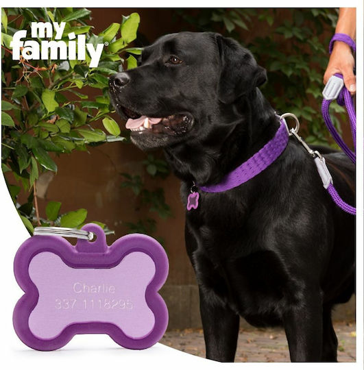 My Family HUSHTAGS Alluminium Dog ID Tag Black Metal Personalized