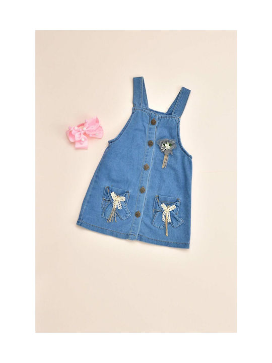 Potre Kinder Jeans Latzrock Blumen Blau