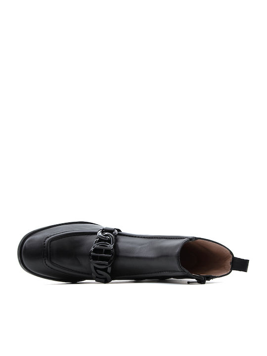 SOHO Leather Women's Ankle Boots with Medium Heel Black
