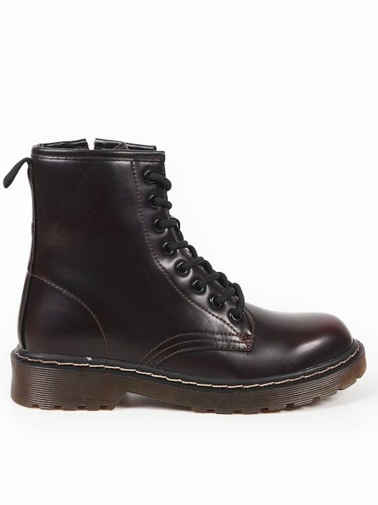 Piazza Shoes Women's Combat Boots Burgundy