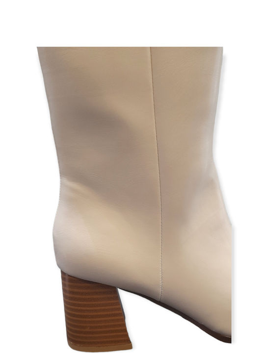 Plato Women's Medium Heel Boots Beige