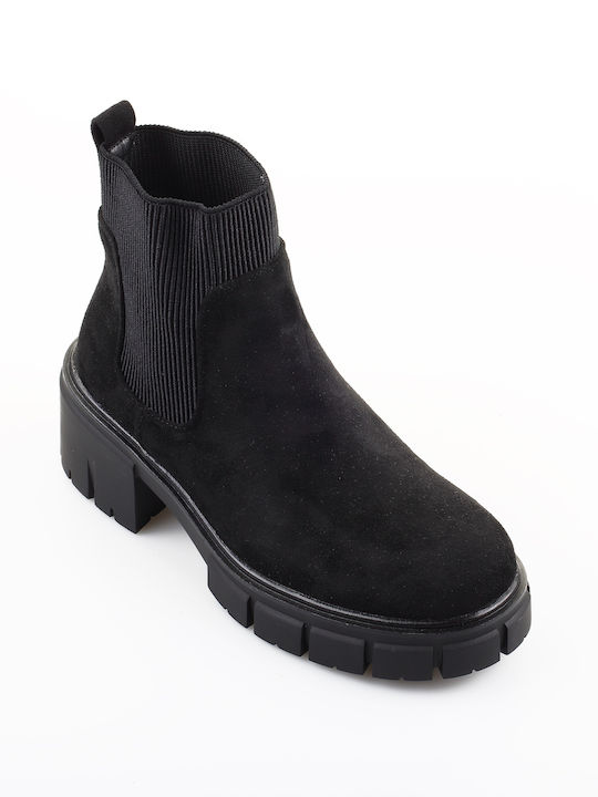 Fshoes Wildleder Damen Knöchelstiefel Schwarz