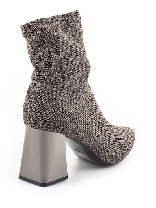 Women's Ankle Boots with Medium Heel Gold