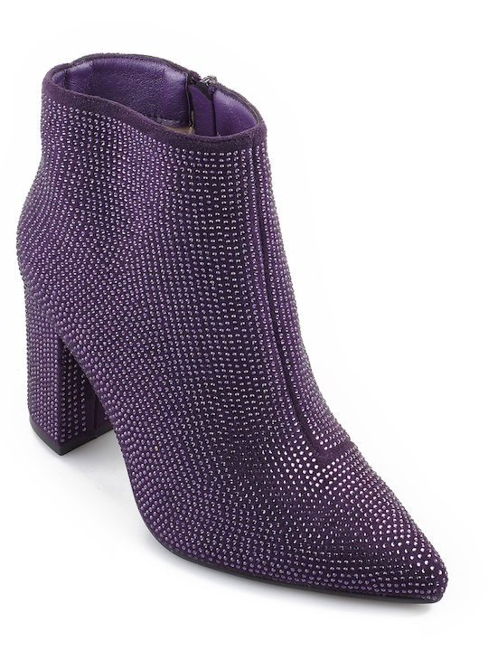 Fshoes Botine pentru femei cu toc înalt Violet