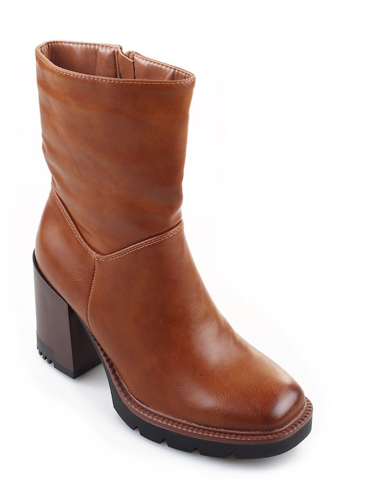 Fshoes Leder Damen Knöchelstiefel Tabac Braun