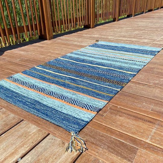 Koulis Carpets Set Timp de vară Covoare pentru dormitor din bumbac Albastru 0018-00006-070 3buc