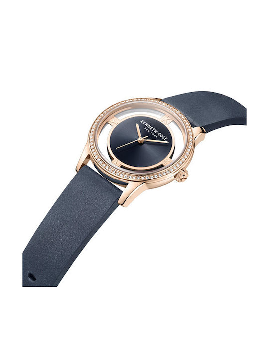 Kenneth Cole LADIES Γυναικείο Ρολόι 36mm Μπαταρίας με Navy Μπλε Δερμάτινο Λουράκι
