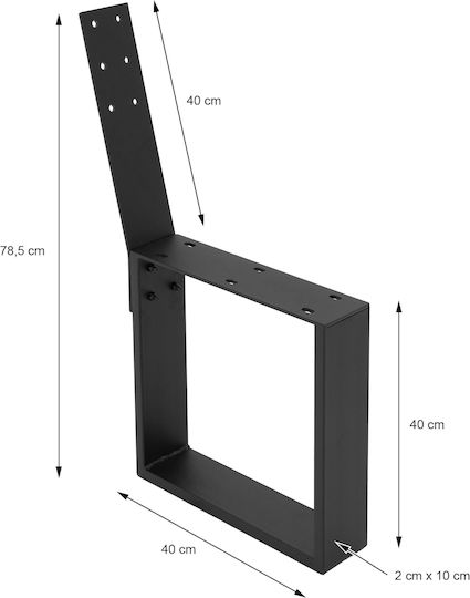 ML-Design ML-Design Metal Furniture Leg 2 Pieces Suitable for Table / Coffee Table 40x10x78.5cm Black