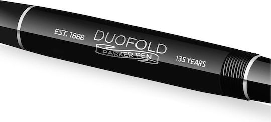 Parker Duofold Πένα Γραφής Fine 0.6mm Μαύρη με Μαύρο Μελάνι
