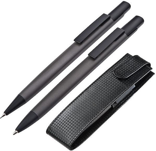 Macma Werbeatrikel Pen Set with Mechanical Pencil Gray in a case