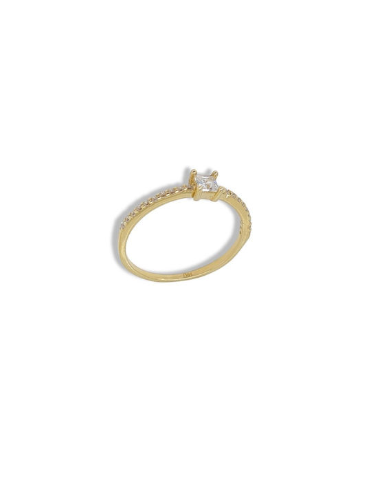 Mentzos Single Stone Ring of Gold 14K