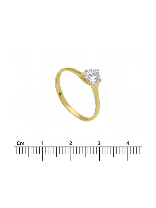 Mentzos Single Stone Ring of Gold 14K