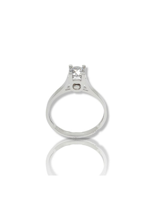 Mentzos Single Stone from White Gold 14K