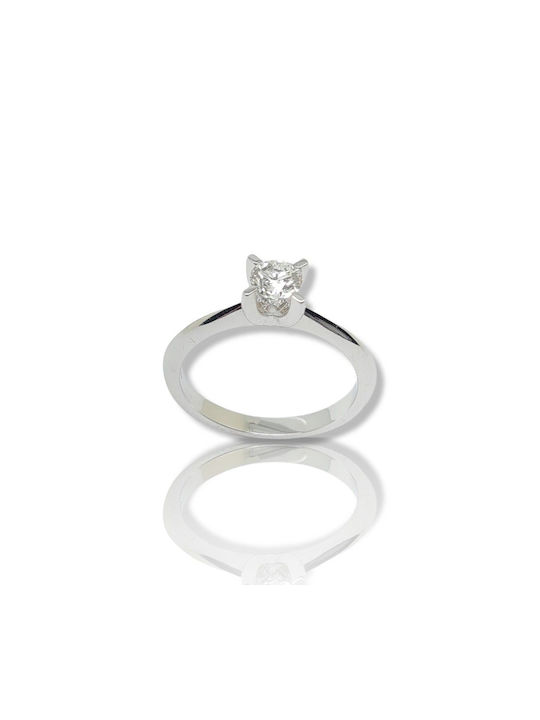 Mentzos Single Stone from White Gold 18K with Diamond