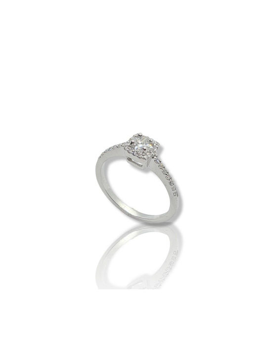 Mentzos Single Stone from White Gold 18K with Diamond