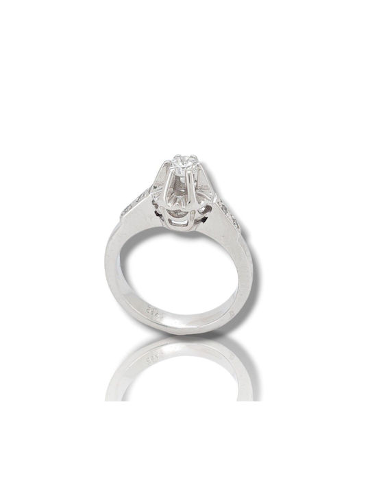 Mentzos Single Stone from White Gold 18K with Diamond