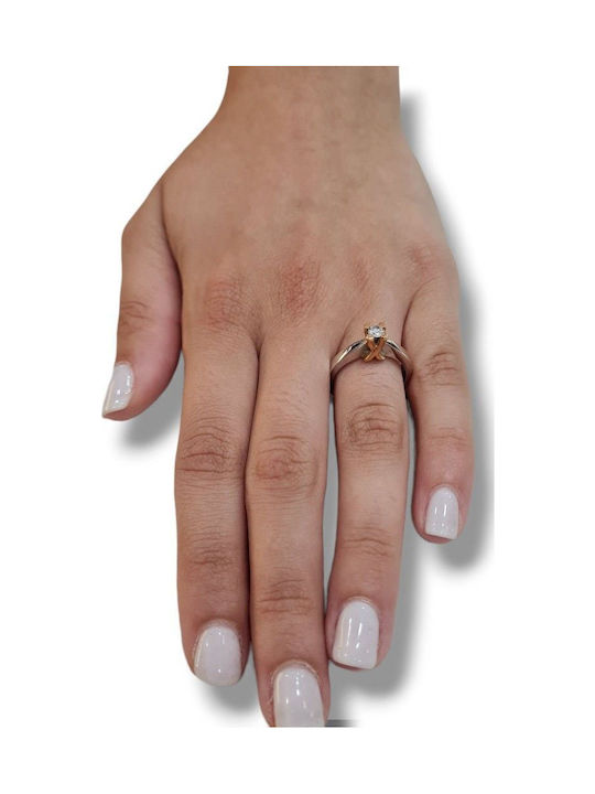 Mentzos Single Stone from Gold 18K with Diamond