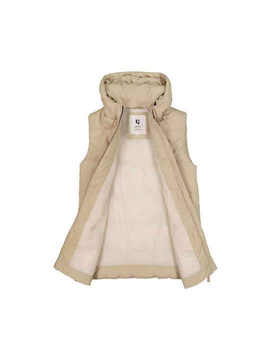 Garcia Jeans Waterproof Girls Parka Beige Sleeveless with Ηood