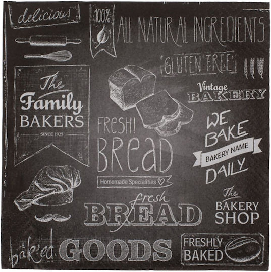 Urban Bakery Χαρτοπετσέτες Μαύρες 33x33εκ. 20τμχ