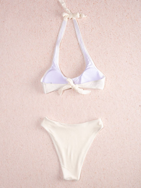 Set Bikini Τριγωνάκι & Brazil Ψηλόμεσο Λευκό