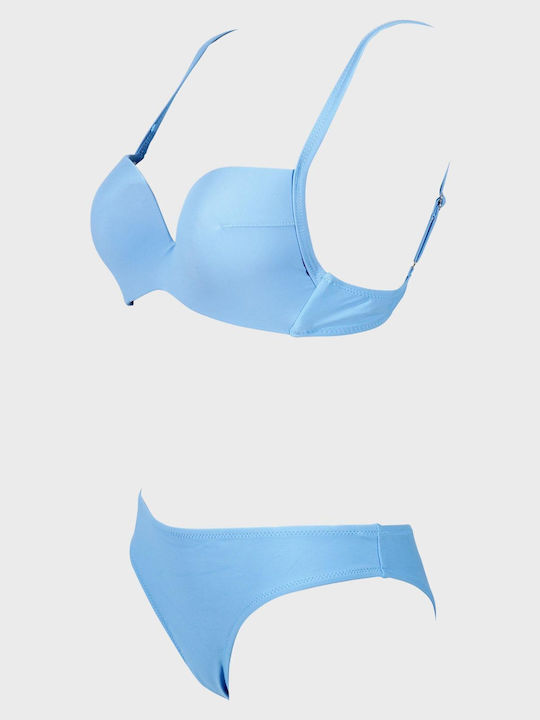 G Secret Padded Bikini Set Triangle Top & Slip Bottom Light Blue