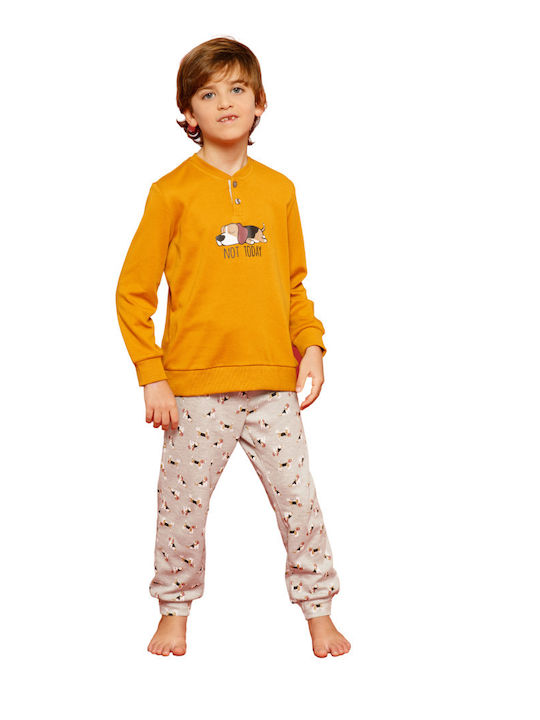 Noidinotte Set Top & Bottom Kids Winter Cotton Pyjamas Orange