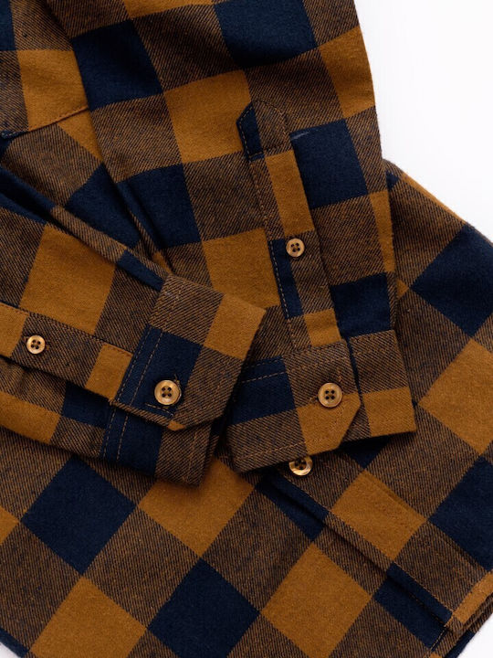 Kids Checked Shirt Long Sleeve Tabac Brown