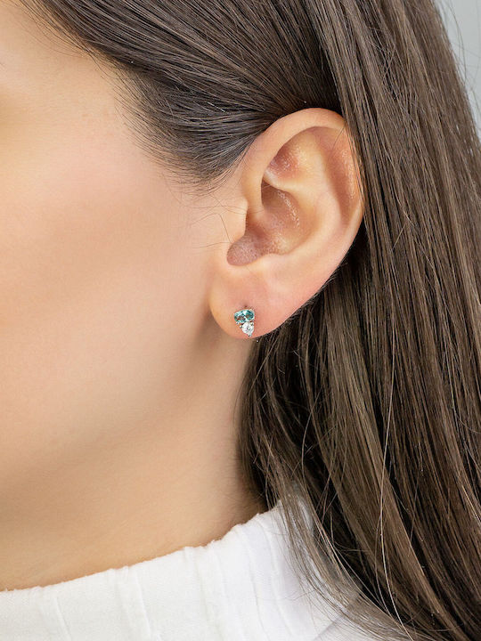 Kiriakos Gofas Kids Earrings Studs with Stones from White Gold 9K