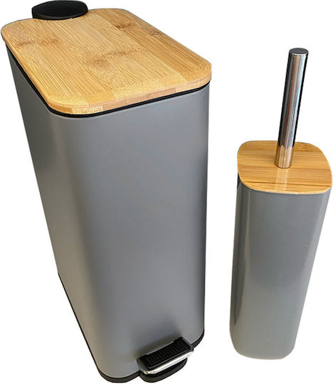Sidirela Plastic Toilet Brush and Basket Set Soft Close 7lt Gray