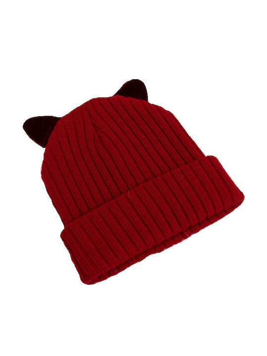 Kids Beanie Knitted Red